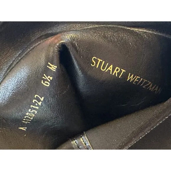 Stuart Weitzman Reserve 5050 Boots Over The Knee Black Stretch Leather Size 6.5