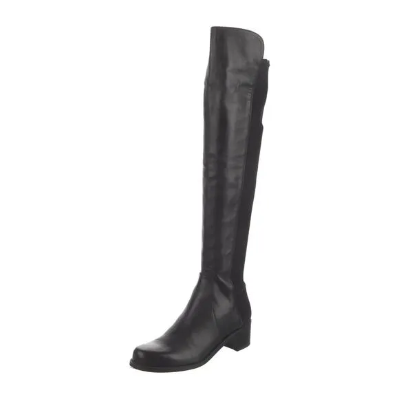 Stuart Weitzman Reserve 5050 Boots Over The Knee Black Stretch Leather Size 6.5