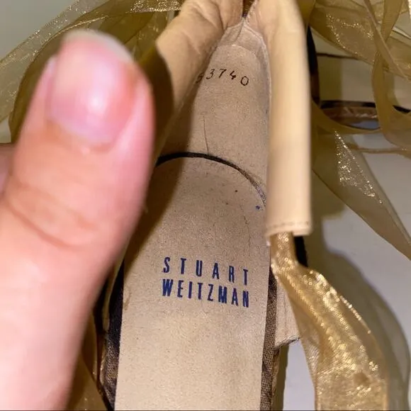 STUART WEITZMAN ribbon lace up espadrille ballet flats 7.5