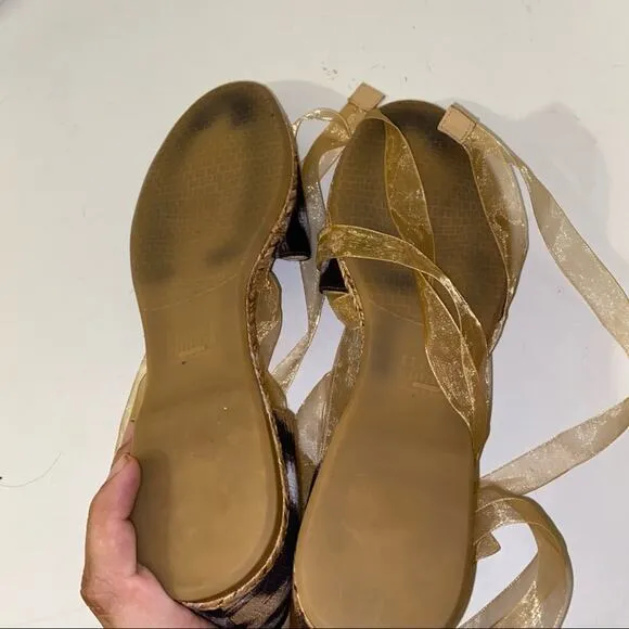 STUART WEITZMAN ribbon lace up espadrille ballet flats 7.5