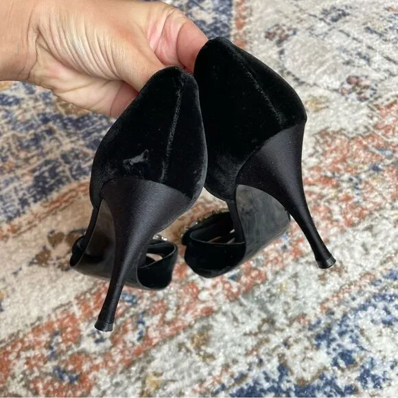 STUART WEITZMAN- Velvet Embellished Black Heels Size 8