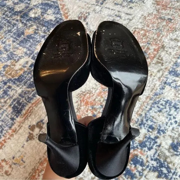 STUART WEITZMAN- Velvet Embellished Black Heels Size 8