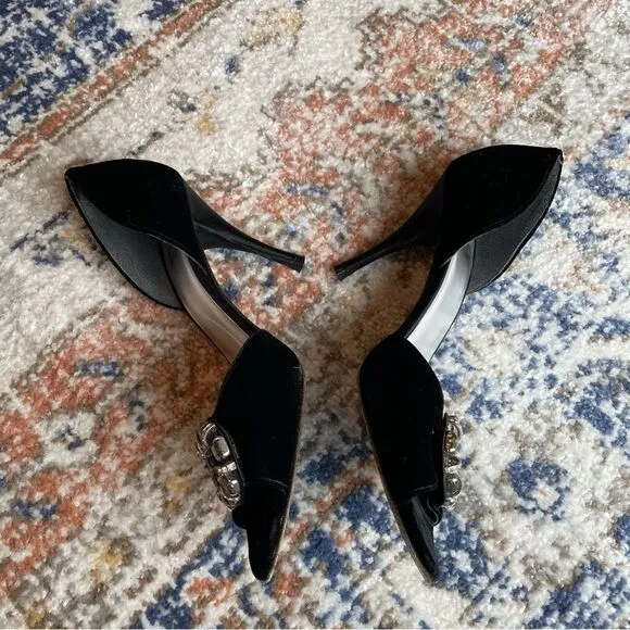 STUART WEITZMAN- Velvet Embellished Black Heels Size 8