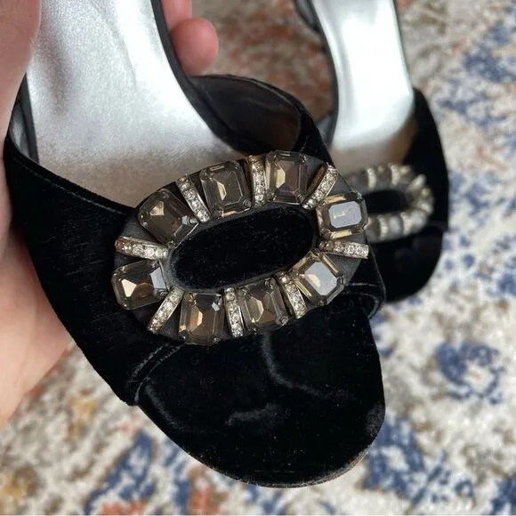 STUART WEITZMAN- Velvet Embellished Black Heels Size 8