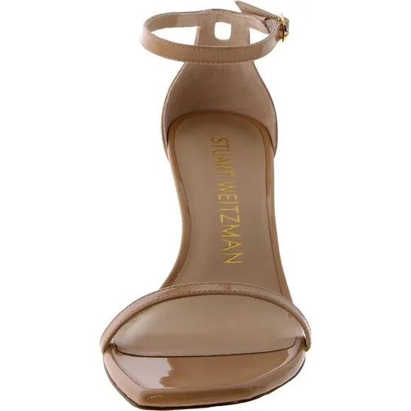 Stuart Weitzman Womens Nudistcurve 75 Beige Leather Casual Heels Shoes