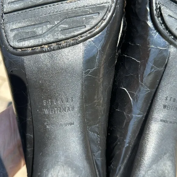 STUART WEITZMAN~Women's~Embossed~ Black~Caiman~Crocodile Leather~Loafer~Sz. 9~BR
