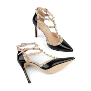Studded Ankle Strap High Heels Stilettos Pumps Sz 8.5 Dress Shoes Formal Wedding