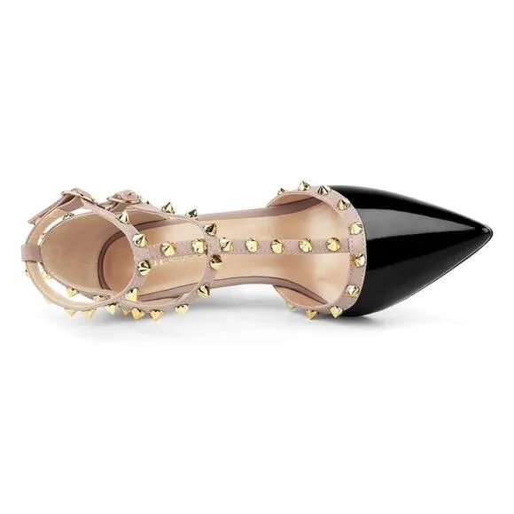 Studded Ankle Strap High Heels Stilettos Pumps Sz 8.5 Dress Shoes Formal Wedding