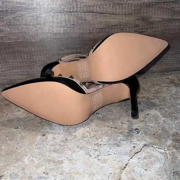 Studded Ankle Strap High Heels Stilettos Pumps Sz 8.5 Dress Shoes Formal Wedding