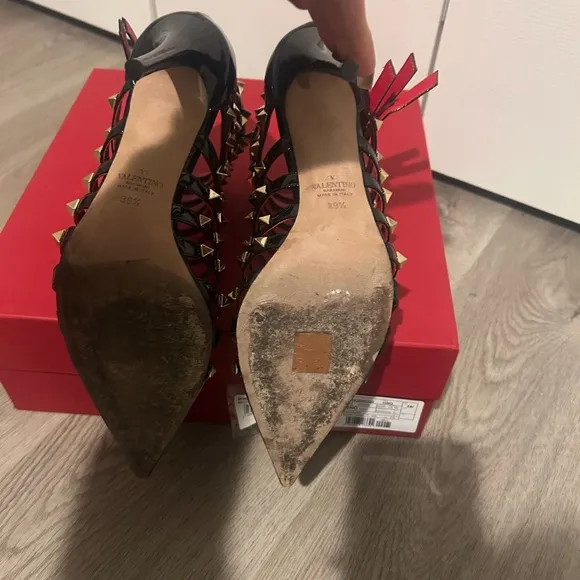 Studded Black and Red Heels