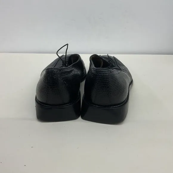 Studio Belvedere Men's Ostrich Skin Black Leather Oxford Shoes Size 12 B Used