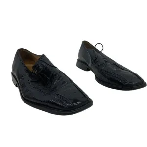 Studio Belvedere Men's Ostrich Skin Black Leather Oxford Shoes Size 12 B Used