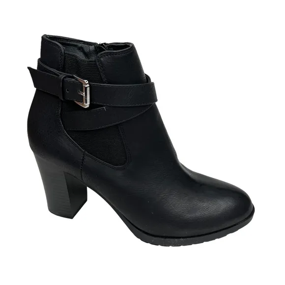 Style Co Laleen Buckled Heeled Booties Black Size 7.5M