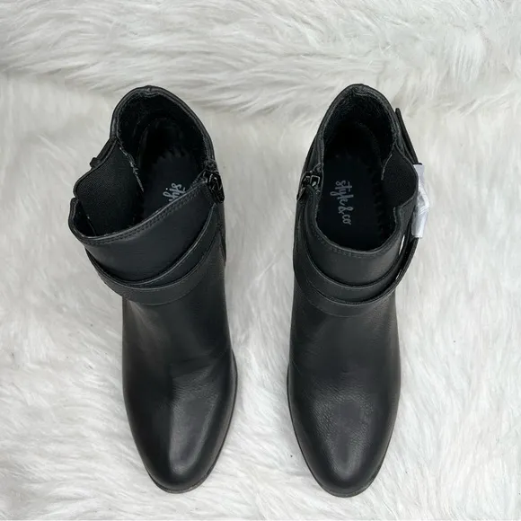 Style Co Laleen Buckled Heeled Booties Black Size 7.5M