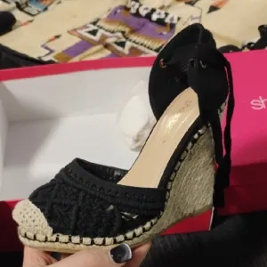 Stylish Black Espadrille Wedge Sandals