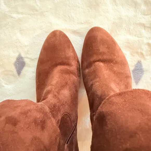 Suede Boots Keaton Cuff Ankle Brown Fringe Heeled Booties 7M Western Boho Chic