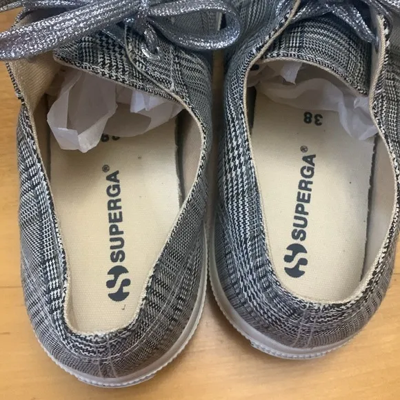 Superga 2750 COTU Classic Unisex Sneakers Women's 7.5 Men's 6 British Gray Plaid