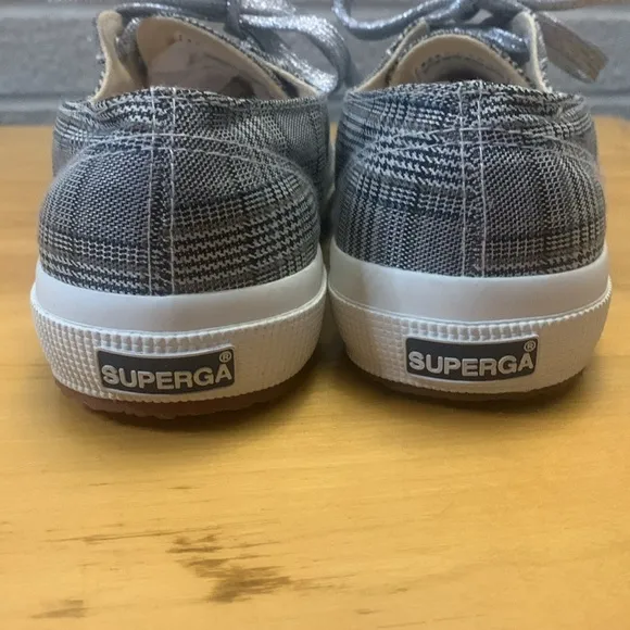 Superga 2750 COTU Classic Unisex Sneakers Women's 7.5 Men's 6 British Gray Plaid