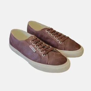 Superga Brown Leather Lace-Up Sneakers Size 10
