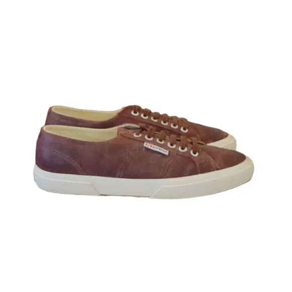 Superga Brown Leather Lace-Up Sneakers Size 10