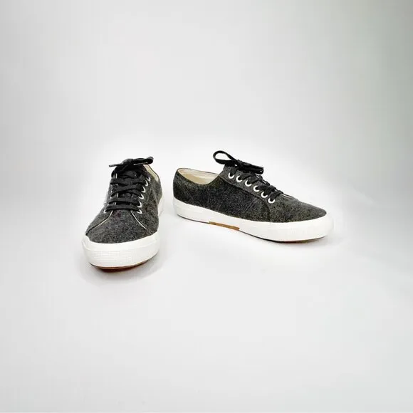 SUPERGA Gray Classic Wool Sneakers With White Rubber Sole M: 8.5 W: 10