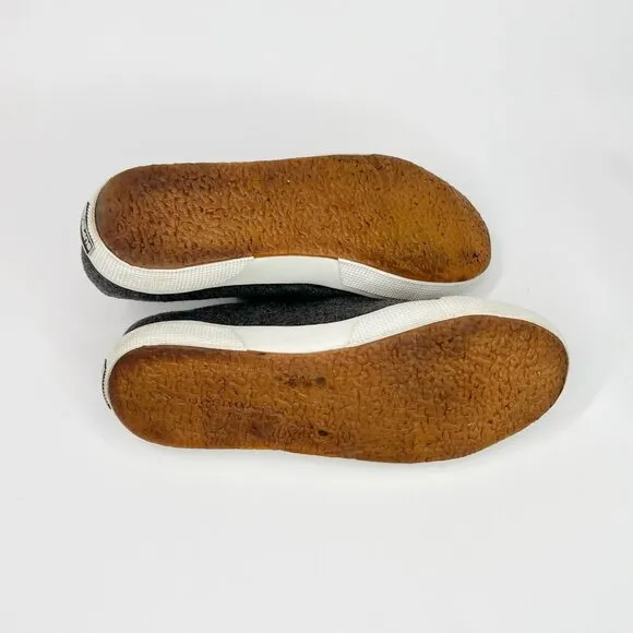SUPERGA Gray Classic Wool Sneakers With White Rubber Sole M: 8.5 W: 10