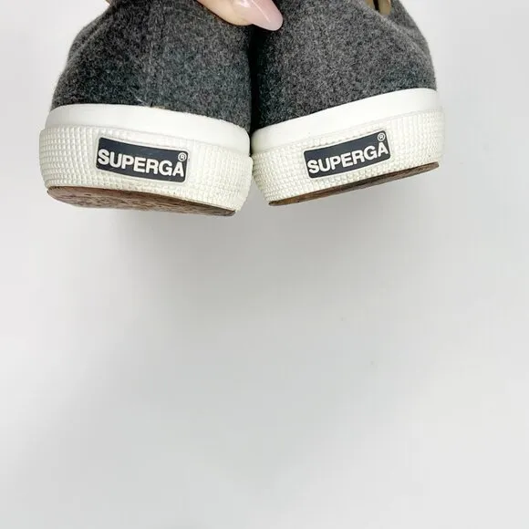 SUPERGA Gray Classic Wool Sneakers With White Rubber Sole M: 8.5 W: 10