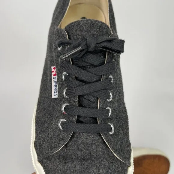 SUPERGA Gray Classic Wool Sneakers With White Rubber Sole M: 8.5 W: 10