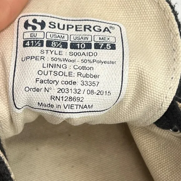 SUPERGA Gray Classic Wool Sneakers With White Rubber Sole M: 8.5 W: 10