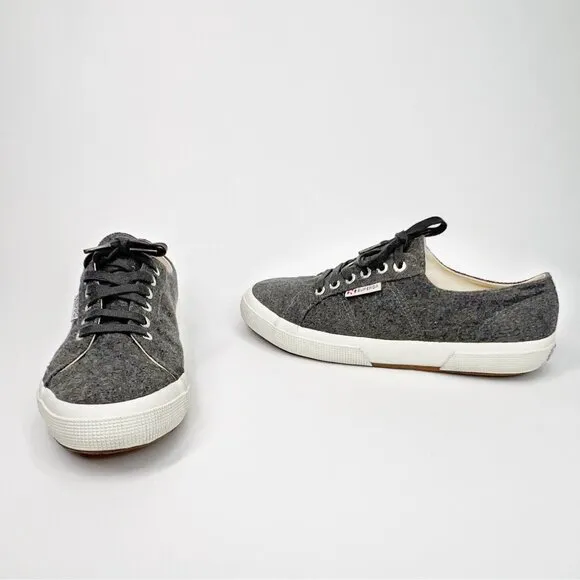 SUPERGA Gray Classic Wool Sneakers With White Rubber Sole M: 8.5 W: 10
