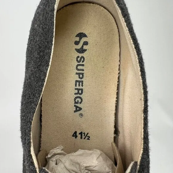 SUPERGA Gray Classic Wool Sneakers With White Rubber Sole M: 8.5 W: 10