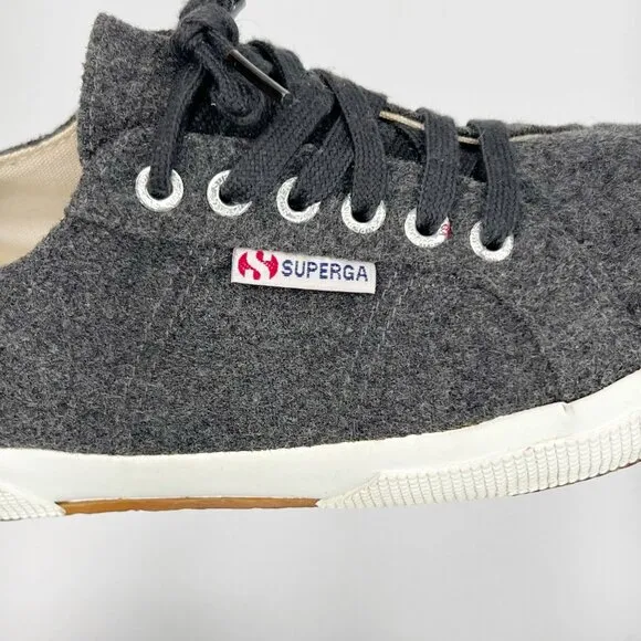 SUPERGA Gray Classic Wool Sneakers With White Rubber Sole M: 8.5 W: 10