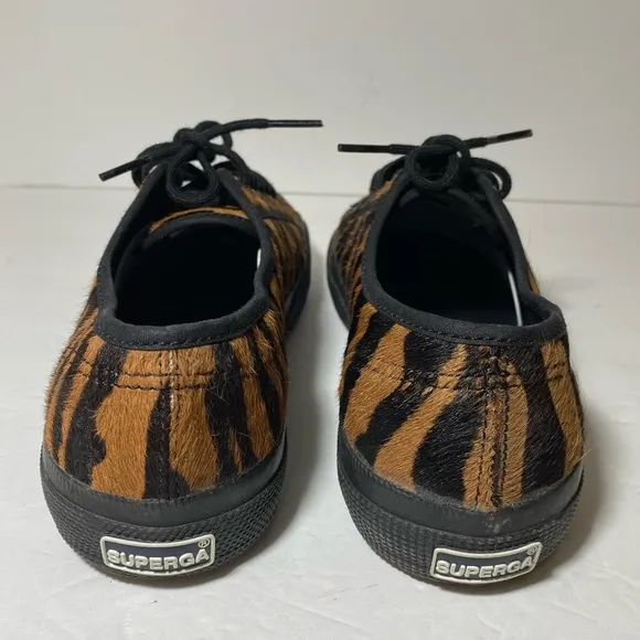 Superga Tiger  Print Leather Lace Up Sneakers Shoes Size Women’s 9 Men’s 7.5