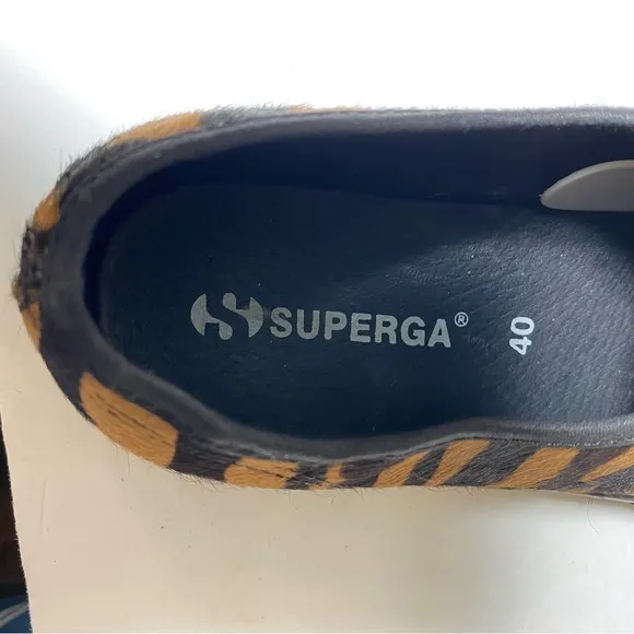 Superga Tiger  Print Leather Lace Up Sneakers Shoes Size Women’s 9 Men’s 7.5