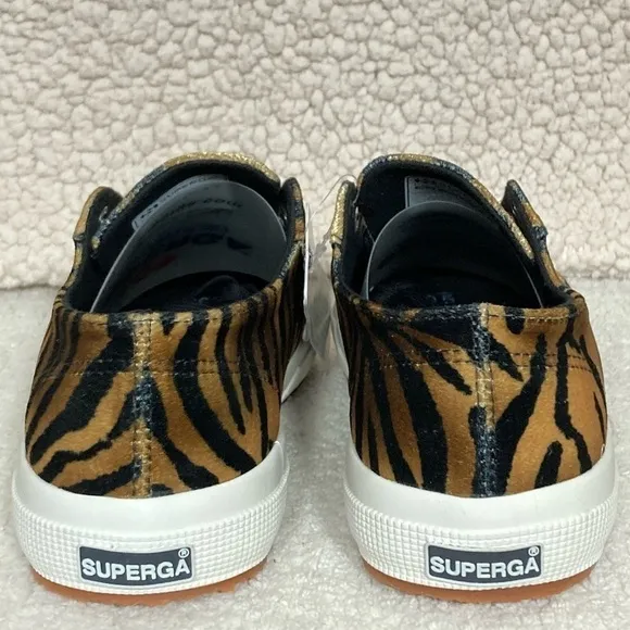 Superga Womens Animal Velvet Print Gold Fashion Sneakers Shoes SZ US 8.5 NWT
