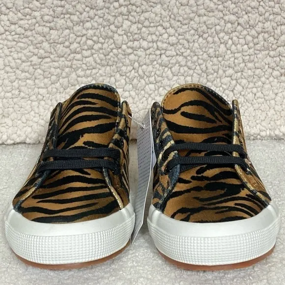 Superga Womens Animal Velvet Print Gold Fashion Sneakers Shoes SZ US 8.5 NWT