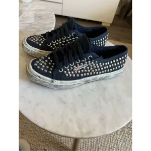 Superga 2750 Navy Distressed Studded Sneakers NEVER WORN