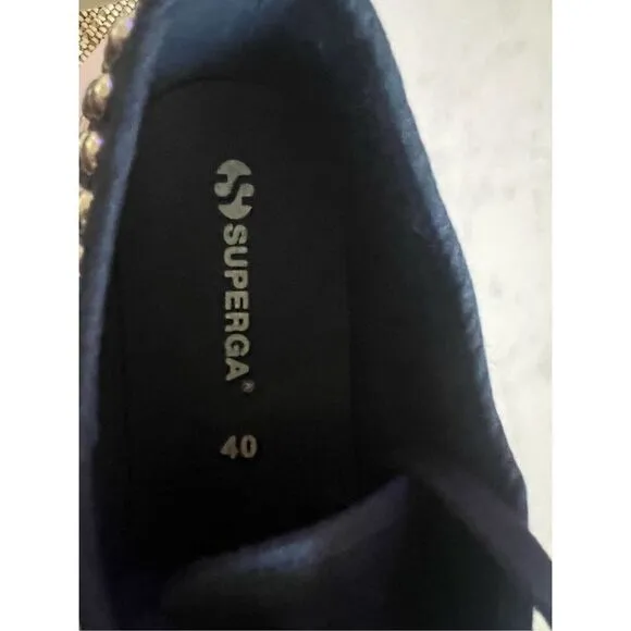 Superga 2750 Navy Distressed Studded Sneakers NEVER WORN