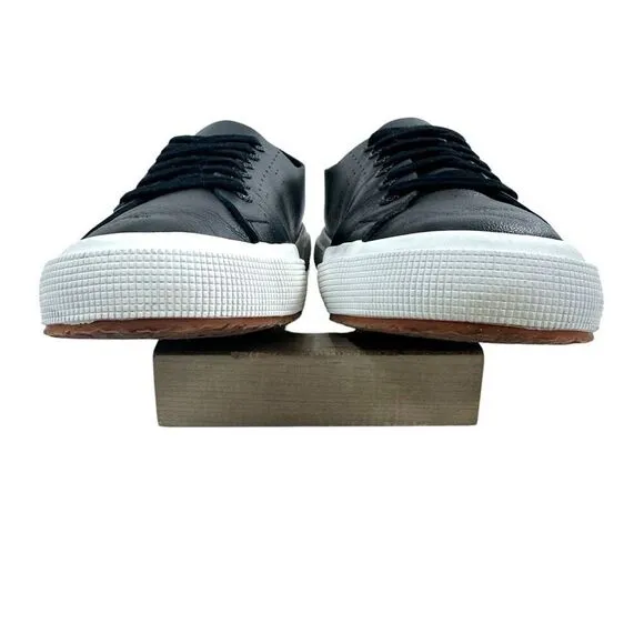 Superga Unisex 2750 Morphing Mule Raw Cut Black Leather Sneakers Size 39.5 (US 8