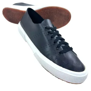 Superga Unisex 2750 Morphing Mule Raw Cut Black Leather Sneakers Size 39.5 (US 8