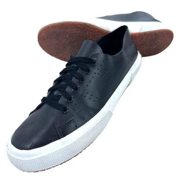 Superga Unisex 2750 Morphing Mule Raw Cut Black Leather Sneakers Size 39.5 (US 8