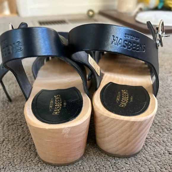 Swedish Hasbeens Black Women's Sandals Sz 9
