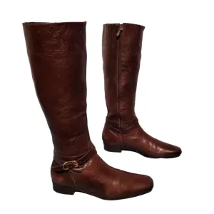 Talbots Brown Leather Harness Knee-High Riding Boots Women's Size 8.5AA