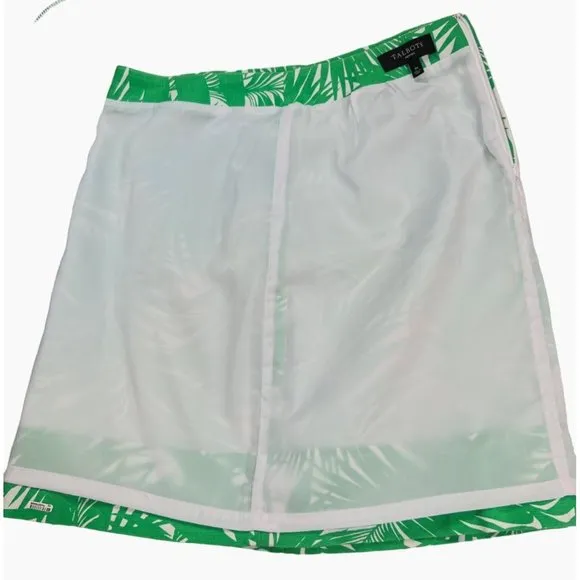 Talbots Petites Palm Leaf Cotton Blend Skirt A Line Womens Size 8P