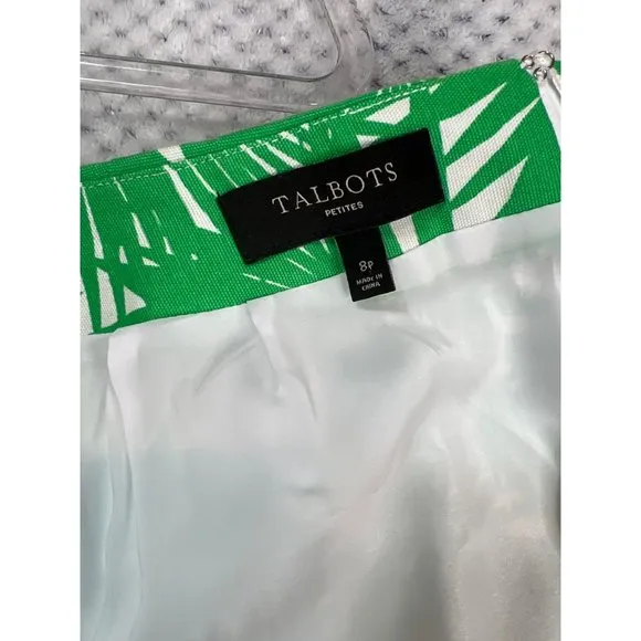 Talbots Petites Palm Leaf Cotton Blend Skirt A Line Womens Size 8P