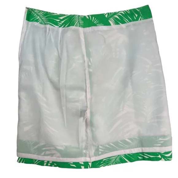 Talbots Petites Palm Leaf Cotton Blend Skirt A Line Womens Size 8P