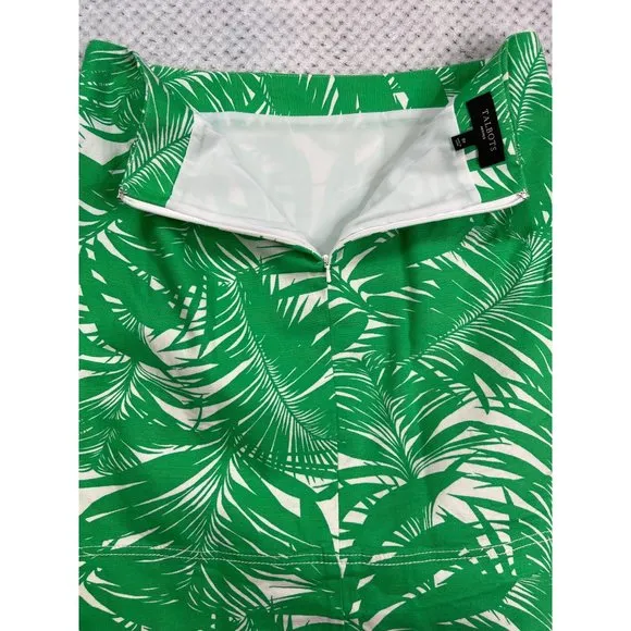 Talbots Petites Palm Leaf Cotton Blend Skirt A Line Womens Size 8P
