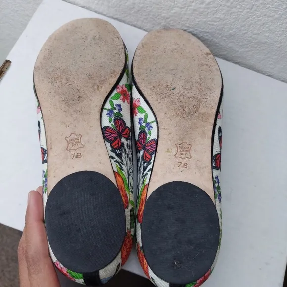 Talbots Umbra Butterfly Floral Botanical Ballet Flat Sandals Size 7B