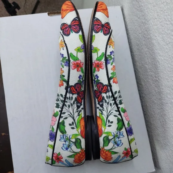 Talbots Umbra Butterfly Floral Botanical Ballet Flat Sandals Size 7B