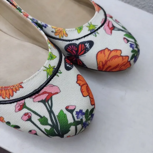 Talbots Umbra Butterfly Floral Botanical Ballet Flat Sandals Size 7B
